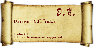 Dirner Nándor névjegykártya