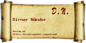 Dirner Nándor névjegykártya